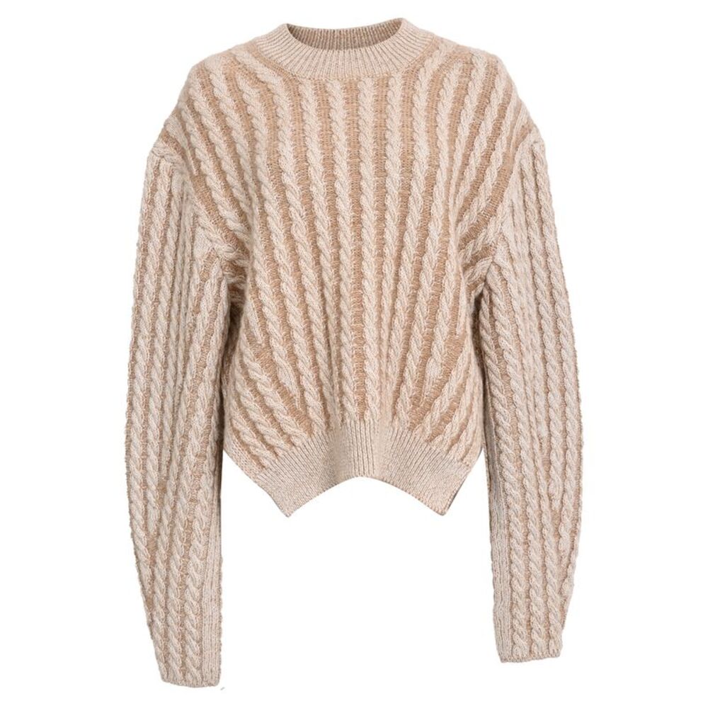 Chloé Cable-Knit Sweater in Beige Wool